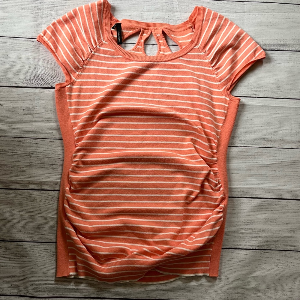 Maurices Orange Ruched Blouse with Cut Out Details